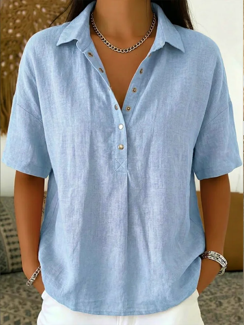 Van Beeck Amsterdam® | Blouse met kraag en knoopdetail