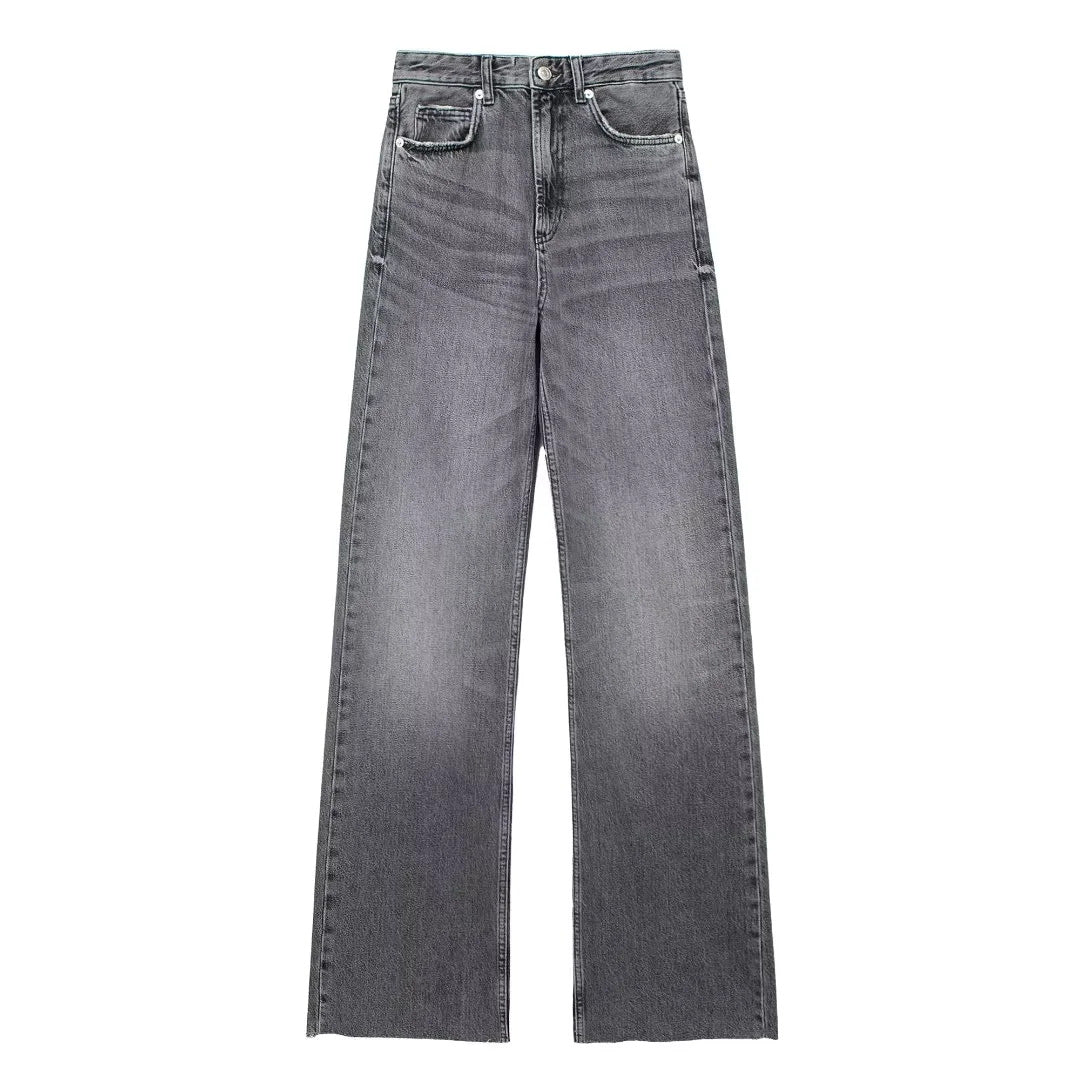 Van Beeck Amsterdam® | Grijze Damesbroek Wide Leg