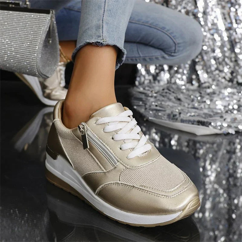 Van Beeck Amsterdam® | Comfortabele sneakers met veters en een zijrits voor dames