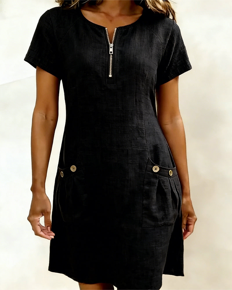 Van Beeck Amsterdam® | Katoenen jurk met ritssluiting