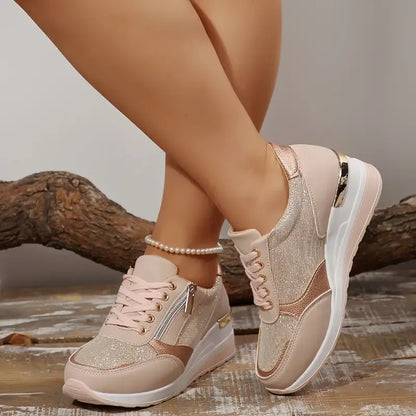 Van Beeck Amsterdam® | Comfortabele sneakers met veters en een zijrits voor dames