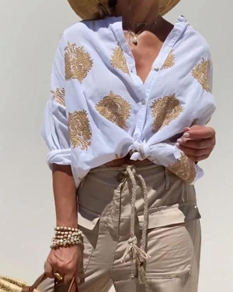 Van Beeck Amsterdam® | Blouse met sierlijke borduursels
