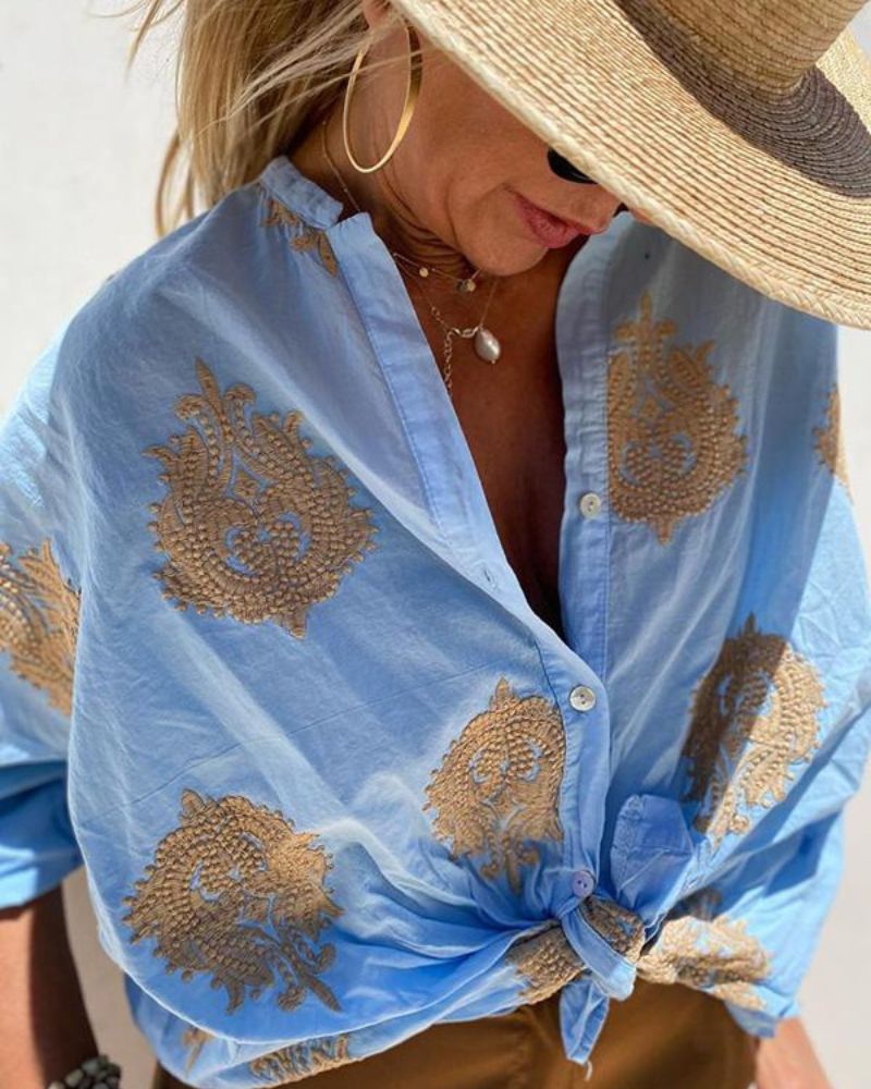 Van Beeck Amsterdam® | Blouse met sierlijke borduursels