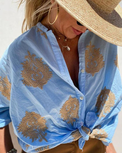 Van Beeck Amsterdam® | Blouse met sierlijke borduursels