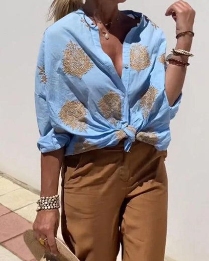 Van Beeck Amsterdam® | Blouse met sierlijke borduursels