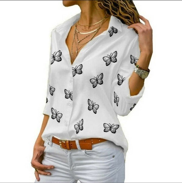 Van Beeck Amsterdam® | Losvallende blouse met vlinderprint