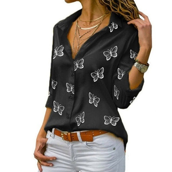 Van Beeck Amsterdam® | Losvallende blouse met vlinderprint
