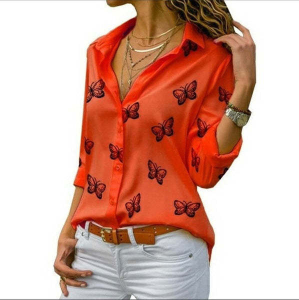 Van Beeck Amsterdam® | Losvallende blouse met vlinderprint