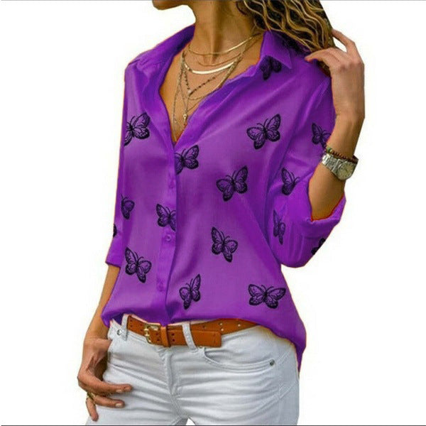 Van Beeck Amsterdam® | Losvallende blouse met vlinderprint