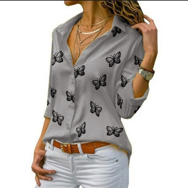 Van Beeck Amsterdam® | Losvallende blouse met vlinderprint