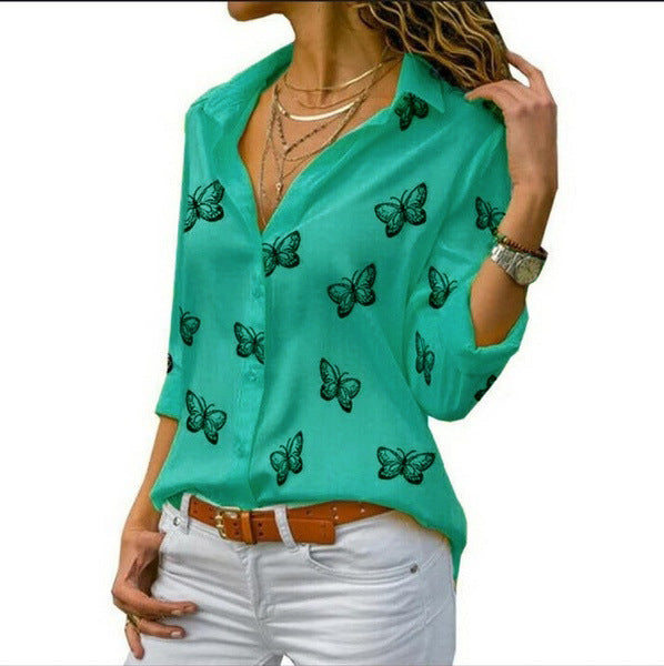 Van Beeck Amsterdam® | Losvallende blouse met vlinderprint