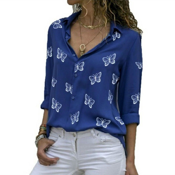 Van Beeck Amsterdam® | Losvallende blouse met vlinderprint