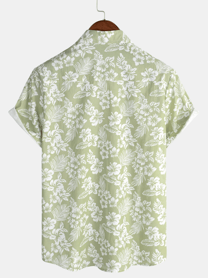 Van Beeck Amsterdam®| Hawaïblouse met korte mouwen en bloemenpatroon