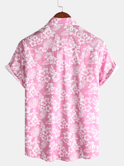 Van Beeck Amsterdam®| Hawaïblouse met korte mouwen en bloemenpatroon