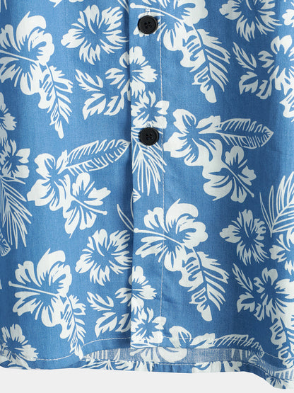 Van Beeck Amsterdam®| Hawaïblouse met korte mouwen en bloemenpatroon