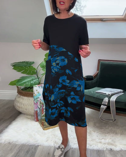 Van Beeck Amsterdam® | Patchworkjurk met Ronde Halslijn en Bloemenprint