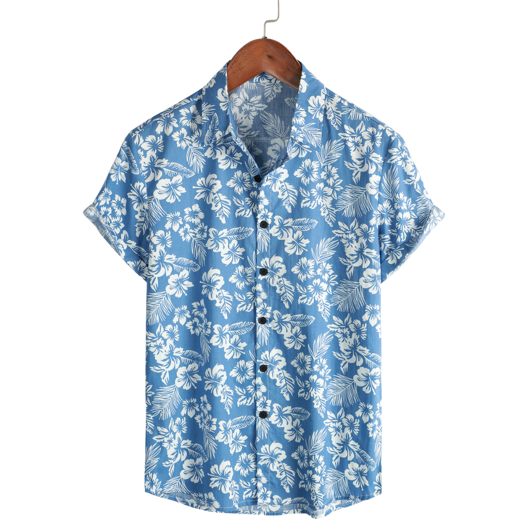 Van Beeck Amsterdam®| Hawaïblouse met korte mouwen en bloemenpatroon
