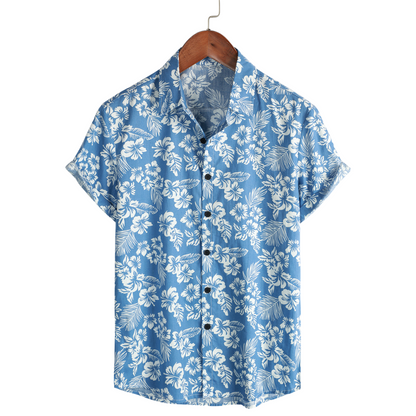Van Beeck Amsterdam®| Hawaïblouse met korte mouwen en bloemenpatroon