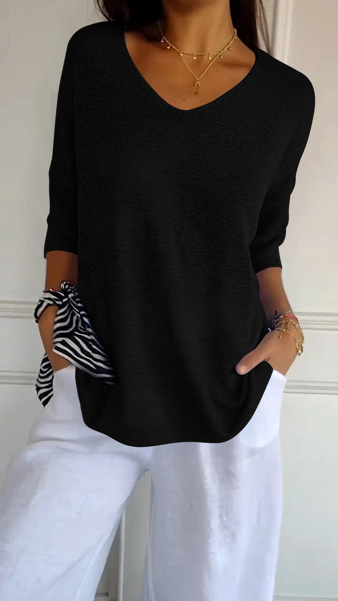 Van Beeck Amsterdam® | Gebreide top met V-hal