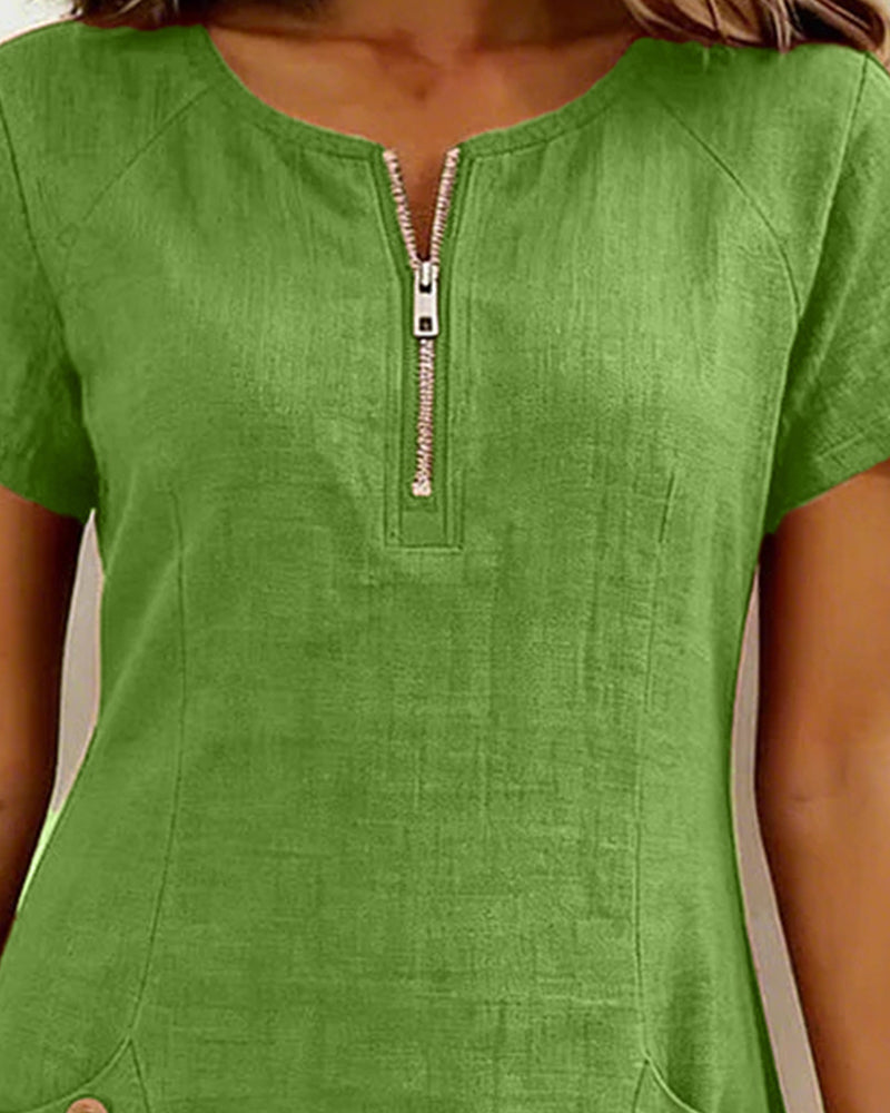 Van Beeck Amsterdam® | Katoenen jurk met ritssluiting