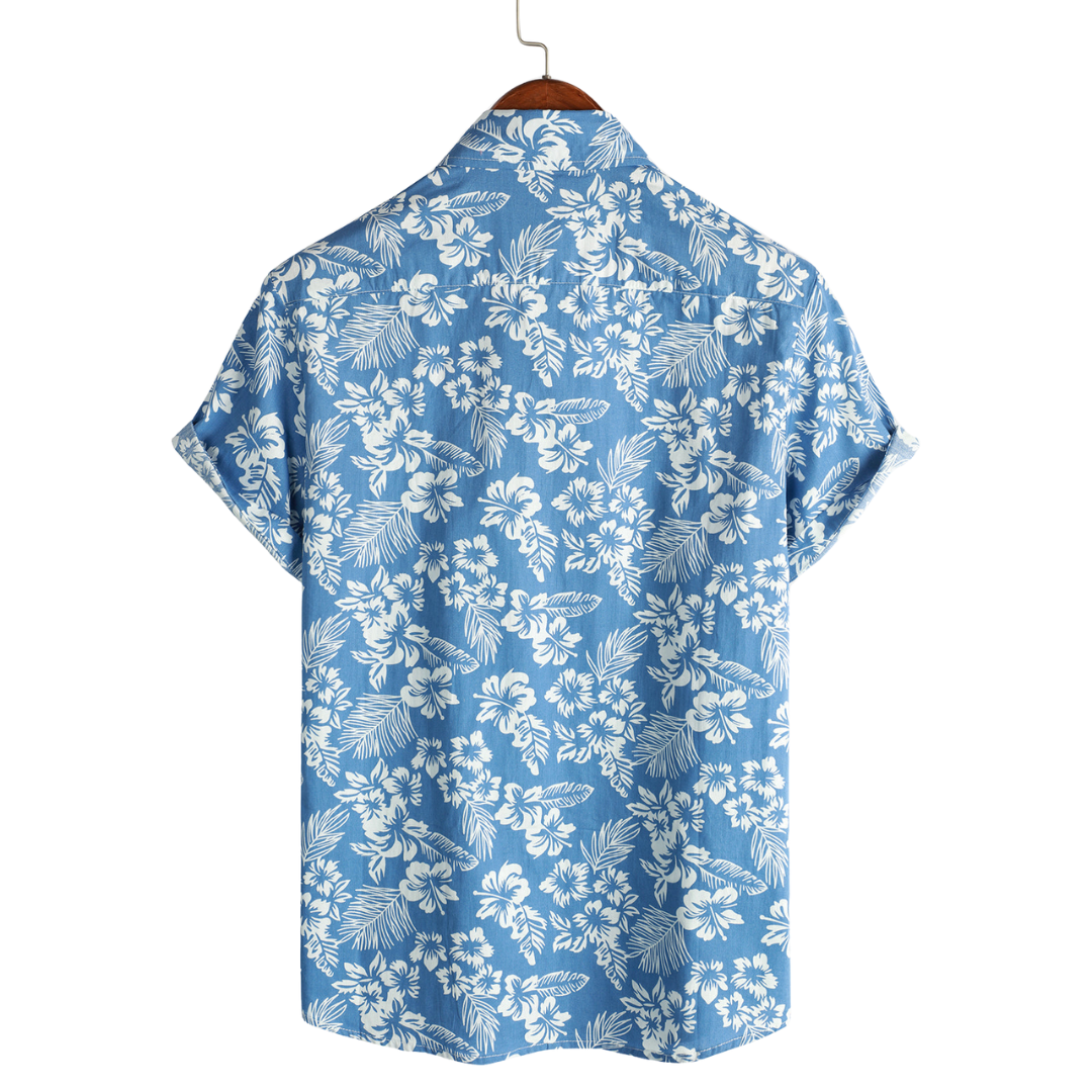 Van Beeck Amsterdam®| Hawaïblouse met korte mouwen en bloemenpatroon