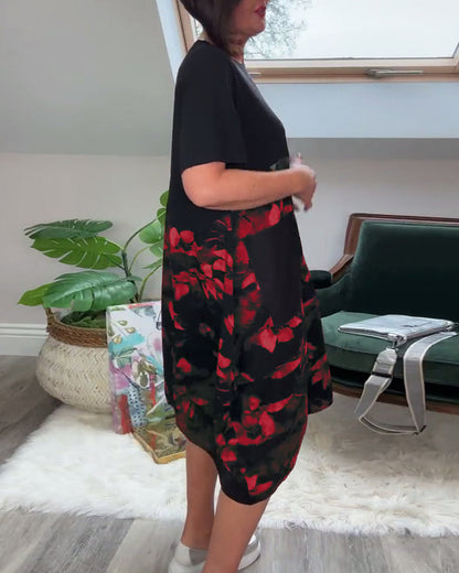Van Beeck Amsterdam® | Patchworkjurk met Ronde Halslijn en Bloemenprint