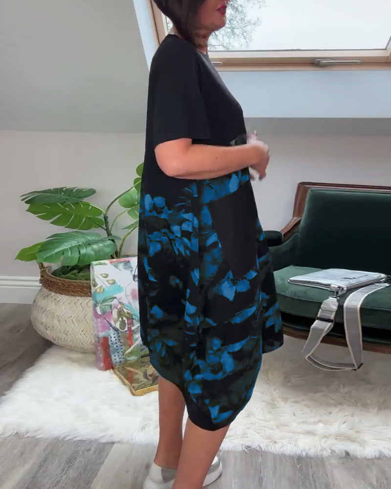 Van Beeck Amsterdam® | Patchworkjurk met Ronde Halslijn en Bloemenprint