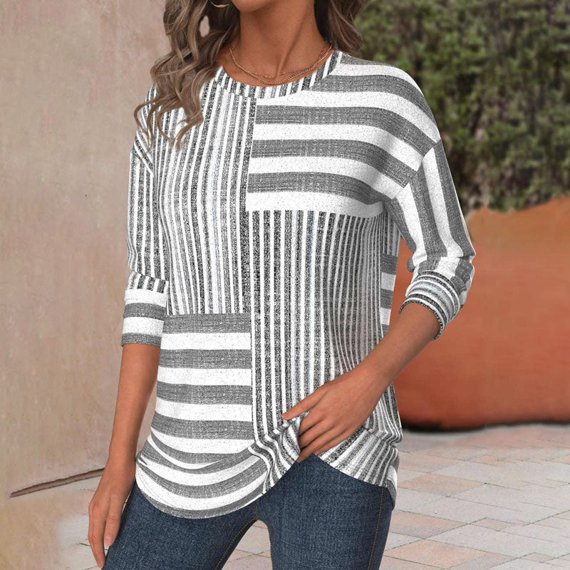 Van Beeck Amsterdam® | Gestreepte Blouse met Modieuze Twist
