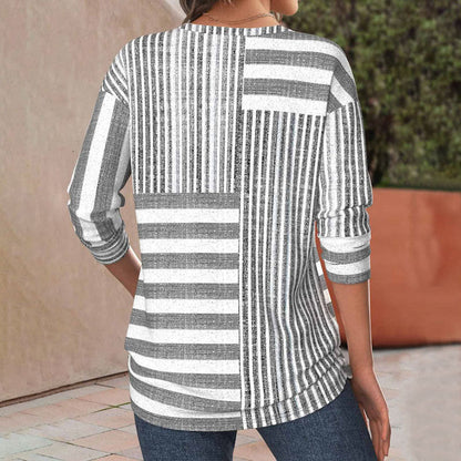 Van Beeck Amsterdam® | Gestreepte Blouse met Modieuze Twist