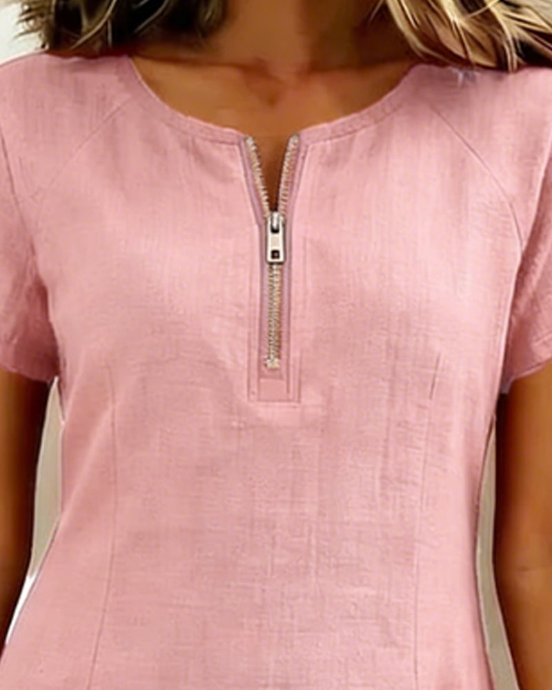 Van Beeck Amsterdam® | Katoenen jurk met ritssluiting