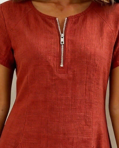 Van Beeck Amsterdam® | Katoenen jurk met ritssluiting