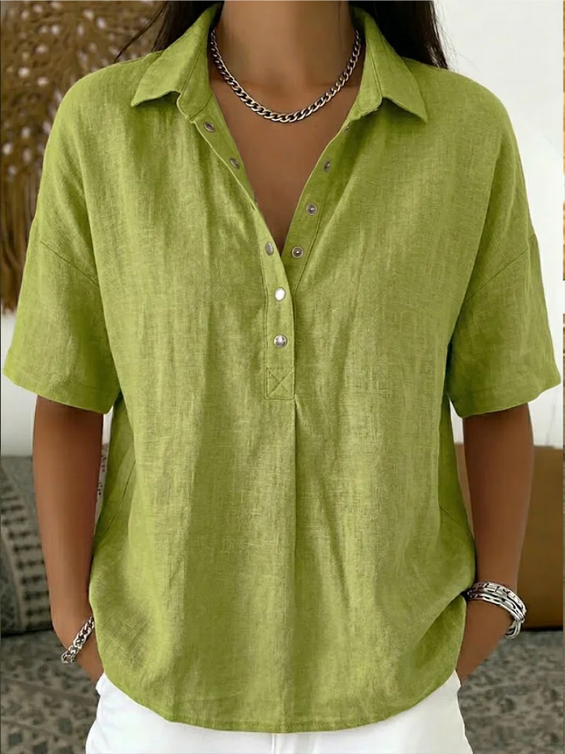 Van Beeck Amsterdam® | Blouse met kraag en knoopdetail