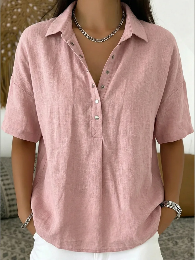 Van Beeck Amsterdam® | Blouse met kraag en knoopdetail