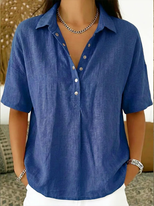 Van Beeck Amsterdam® | Blouse met kraag en knoopdetail