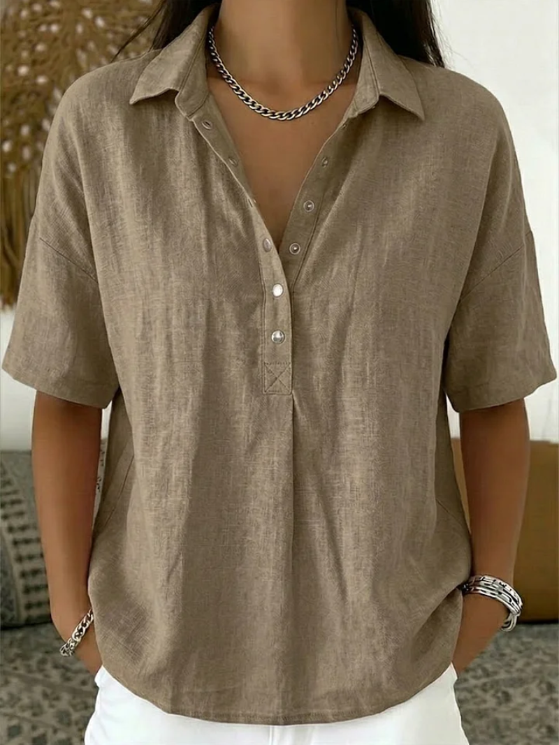 Van Beeck Amsterdam® | Blouse met kraag en knoopdetail
