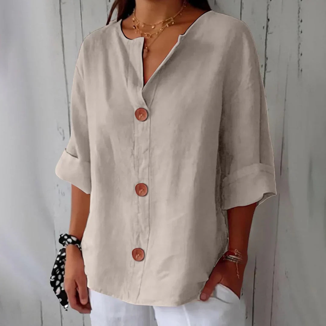 Van Beeck Amsterdam® | Minimalistische Blouse met Verticale Structuur