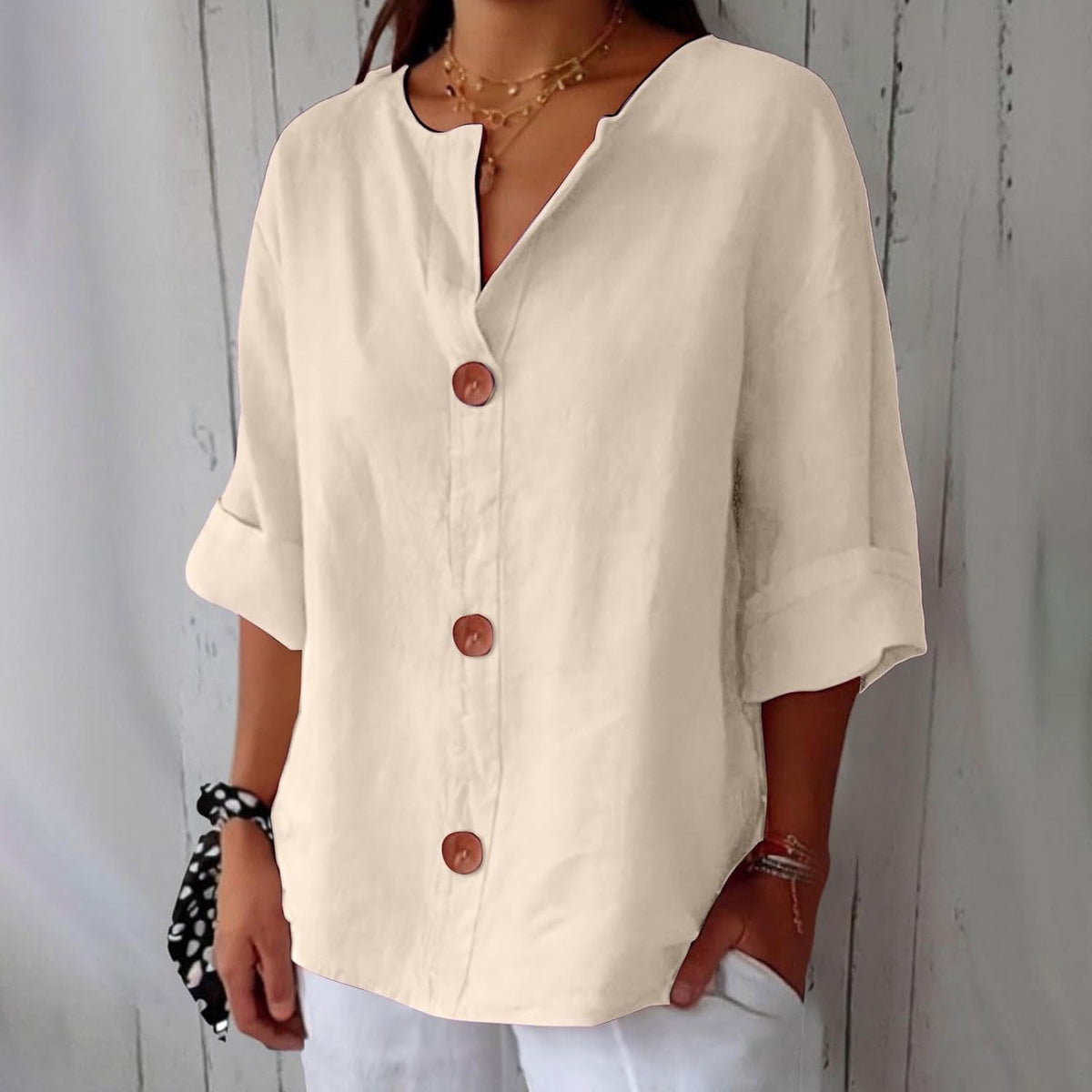 Van Beeck Amsterdam® | Minimalistische Blouse met Verticale Structuur