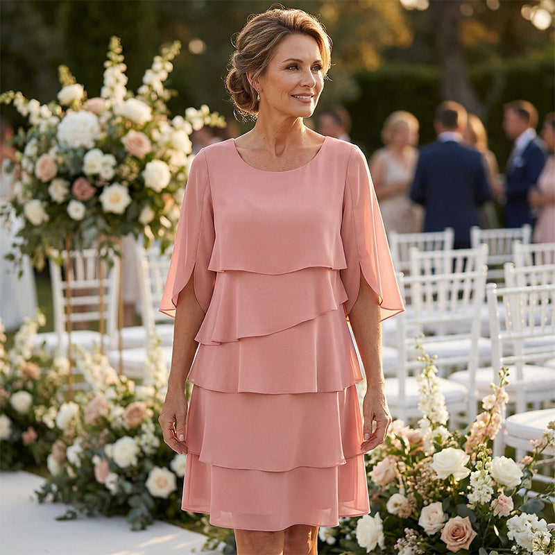 Van Beeck Amsterdam® | Elegante gelaagde jurk met ruchesmouwen voor dames