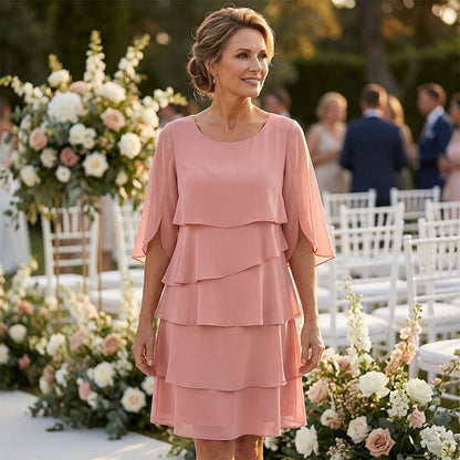 Van Beeck Amsterdam® | Elegante gelaagde jurk met ruchesmouwen voor dames
