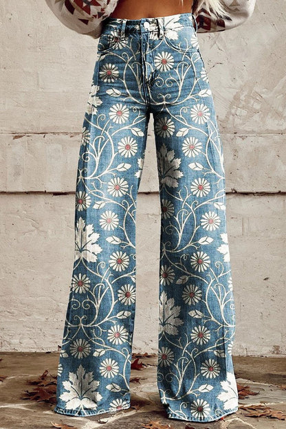 Van Beeck Amsterdam® | Elegante Boho Broek met Bloemenpatroon