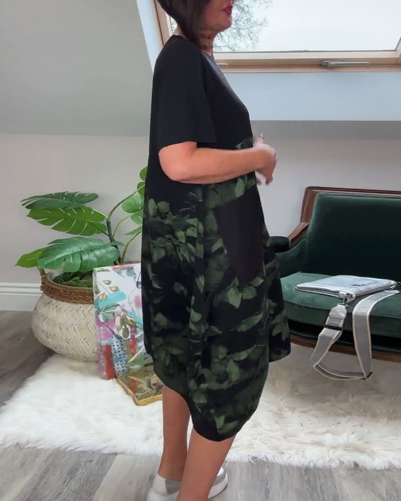 Van Beeck Amsterdam® | Patchworkjurk met Ronde Halslijn en Bloemenprint