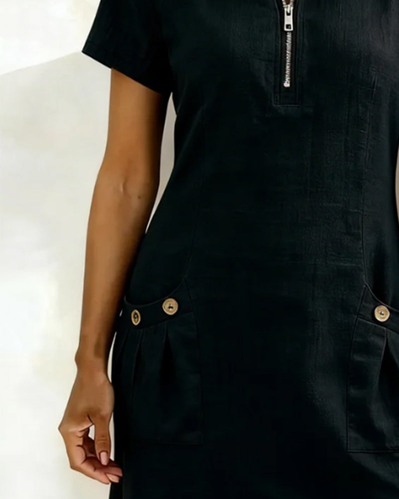 Van Beeck Amsterdam® | Katoenen jurk met ritssluiting