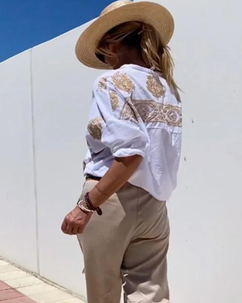 Van Beeck Amsterdam® | Blouse met sierlijke borduursels