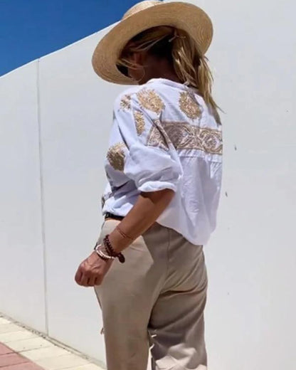 Van Beeck Amsterdam® | Blouse met sierlijke borduursels