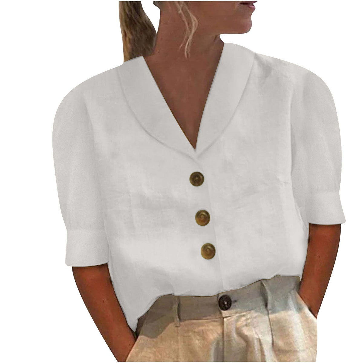 Van Beeck Amsterdam® | Knopblouse met Geknoopte Voorkant