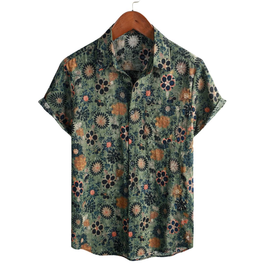 Van Elst Mode®| Katoenen Hawaii Overhemd met Korte Mouwen