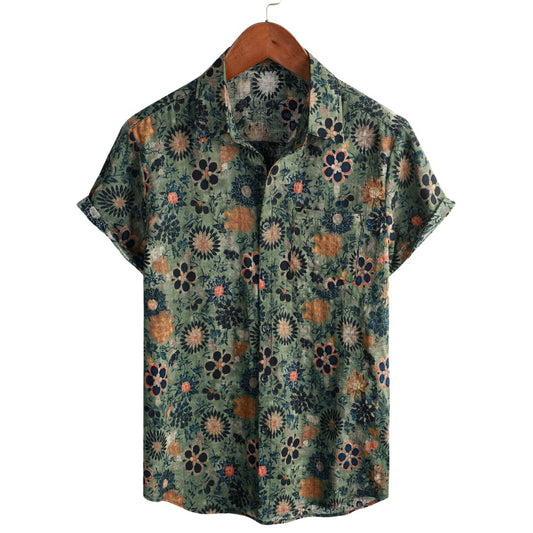 Van Elst Mode®| Katoenen Hawaii Overhemd met Korte Mouwen