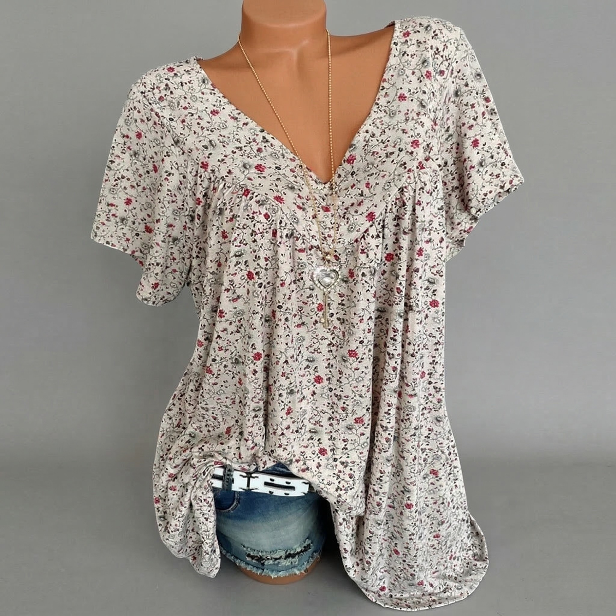 Van Beeck Amsterdam® | T-shirt Flora met V-hals