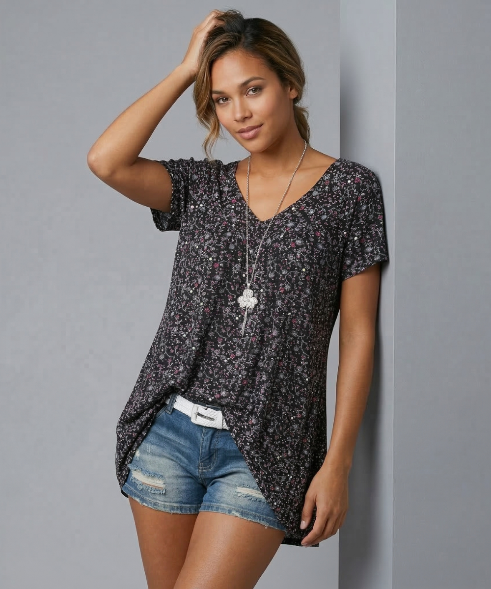 Van Beeck Amsterdam® | T-shirt Flora met V-hals