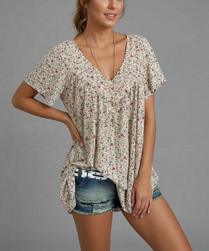 Van Beeck Amsterdam® | T-shirt Flora met V-hals